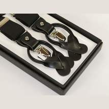 ELEGANT Suspenders Clip on and Button Option for Slacks or Suit Pants Black image 4