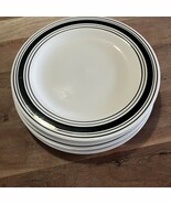 Lot of 4 Laurie Gates “Antilles” Heavy Dinner Plates White &amp; Black 11.75” - $81.64 CAD