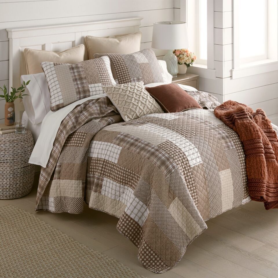 Primary image for Donna Sharp Highland Plaid Farmhouse Chic Cotton King 3-Pc Quilt Set Patchwork
