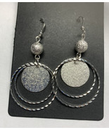 Silver Tone Dangle Hoop Earrings  - $11.07 CAD