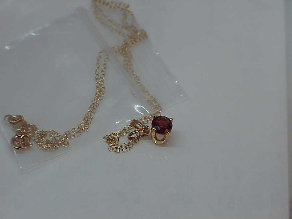 14k .25ct Garnet Solitaire Pendant Drop Necklace Yellow Gold 18&quot; 1.0G Ne... - $247.49