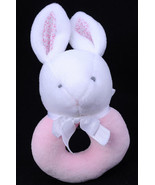 Carters Rabbit Rattle Plush Ring Bunny Prestige 7&quot; Stuffed Animal - $8.99