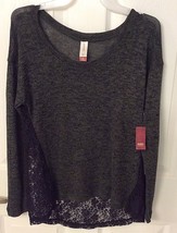 No Boundaries Black &amp; Olive W Lace Pullover Sweater Junior&#39;s Sz M 7-9 NWT - £11.07 GBP