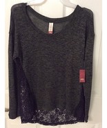 No Boundaries Black &amp; Olive W Lace Pullover Sweater Junior&#39;s Sz M 7-9 NWT - $14.01