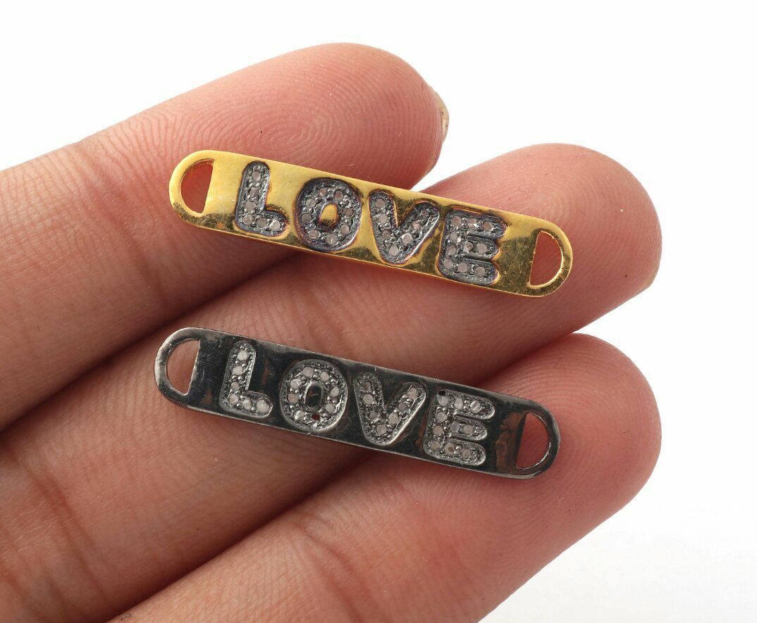 Pave Diamond Bracelet Connector 925 Silver Jewelry Connector Necklace Fi... - $24.16