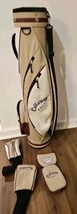 Callaway 4 way golf bag Tan Maroon Hoofer with strap, club covers, acces... - $113.99