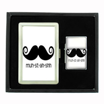 Cool Mustache D8 Cigarette Case / Wallet &amp; Lighter Gift Set - £17.42 GBP
