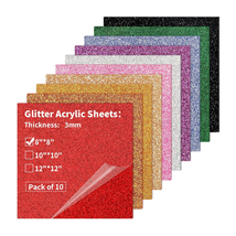 Glitter Acrylic Sheets 8 X 8 Inch 1/8" Thick - 10 Pack Cast Plexiglass A... - $21.97