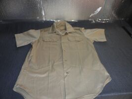 1977 ARMY KHAKI TAN 445 VIETNAM ERA UNIFORM SHORT SLEEVE SHIRT MEDIUM - $19.12