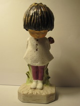 1971 Fran Mar Gorham Moppets 5&quot; Girl holding Flower looking down - £6.41 GBP
