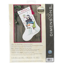 Dimensions Counted Cross Stitch Kit 16&quot; Long-Jolly Trio Stocking (14 Count) - £23.68 GBP