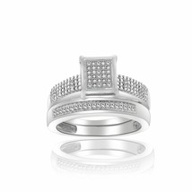 0.15 Ct Round Natural Diamond Engagement Wedding Ring Set 14K White Gold Plated - £95.37 GBP