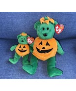 2003 Vintage Ty Beanie Baby TRICKY the Pumpkin Halloween Bears 5” &amp; 8” M... - £11.79 GBP