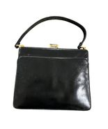 Koret Vintage Black Leather Handbag With Gold-Tone Clasp &amp; Adjustable Strap - $100.51 CAD