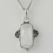 925 Sterling Silver Moonstone Handmade Necklace 18&quot; Chain Festive Gift PS-1879 - £22.40 GBP