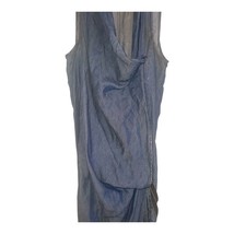 Helmut Lang Women’s Dress Size 2 Blue Tencel Blend USA Made Draped Hem Raw Edge image 4