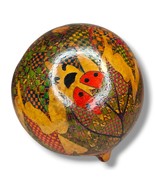 Hand-Painted Gourd Ladybug  Dragonfly Leaf Design Colorful Artist Signed 7&quot; - £19.71 GBP