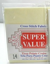 Super Value 14 Count Aida Cross Stitch Fabric - Ivory 12&quot; x 18&quot; - $4.70