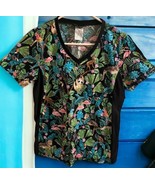 Cherokee Scrub Top Sloth SIZE SMALL tropical flamingo monkey rainforest ... - $32.50 CAD