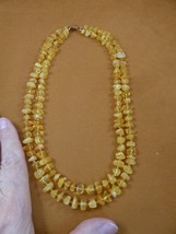 pb-435 Natural golden Amber Poland gemstone bead double strand 20&quot; long NECKLACE - £62.23 GBP