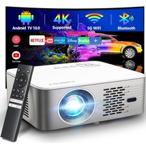 Projector 4K Support With 5G Wifi Bluetooth, Android Tv 10 Native 1080P ... - £391.30 GBP