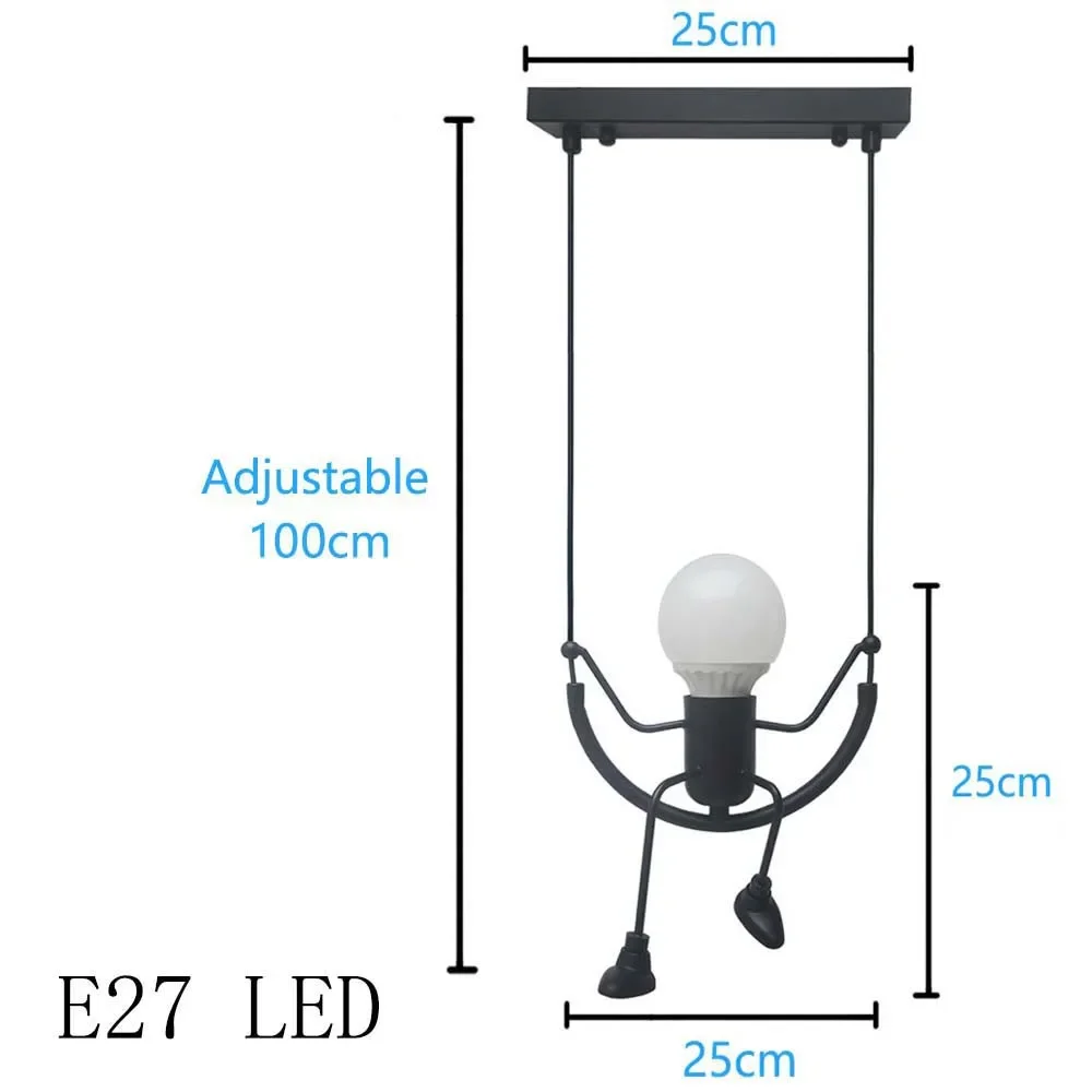 Pendant Light Nordic Little Man Spider Hanging Lamp Iron Swing Lamps Ret... - $30.29+