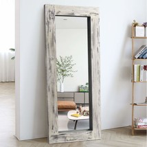 Floor Mirror Wood Frame Wall Mounted Mirror Distressed Style Wide Frame Dressing - £204.44 GBP
