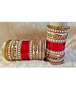 Indian Bollywood Traditional Red Bangles Chudi Chuda Bridal Kundan Jewelry - £59.41 GBP