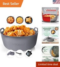 Maximize Flavor with 7.5&quot; Silicone Air Fryer Basket - Grease-Capturing D... - $35.50