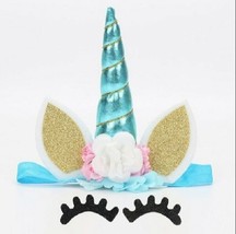 Unicorn Cake Topper Set 5-1/2&quot; Tall X 4&quot; Wide Blue USA Seller - £7.18 GBP