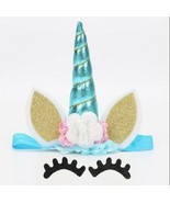 Unicorn Cake Topper Set 5-1/2&quot; Tall X 4&quot; Wide Blue USA Seller - £7.10 GBP