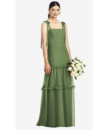 After Six 1529..Bowed Tie-Shoulder Dress with Tiered Ruffle Skirt...Gree... - $1,428.91 MXN