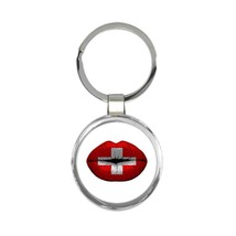 Lips Swiss Flag : Gift Keychain Switzerland Expat Country For Her Woman Feminine - £6.42 GBP