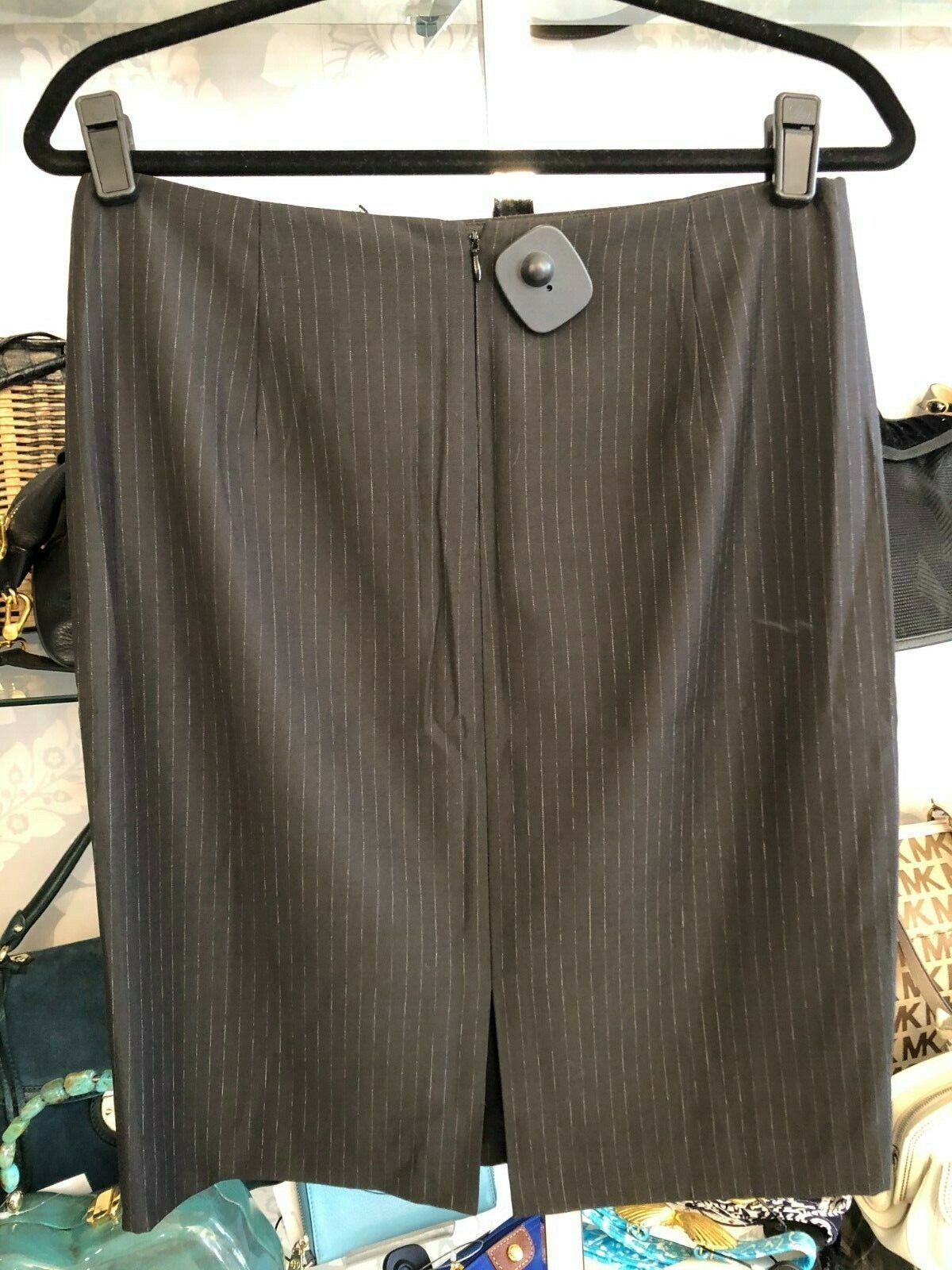 Primary image for ELIE TAHARI Black Pin Striped "Bennet" Skirt Style#E30FT301 Sz 6 NWT