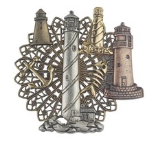 Lighthouse Pin Nautical Theme Anchor Fish Bones Multi Tone Multiple Houses - $8.59
