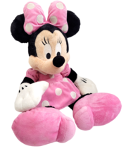 Disney Parks Minnie Mouse Plush 18&quot; Classic Pink Dots Soft Eyes Stuffed Animal - £11.31 GBP