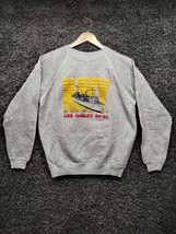 Vintage USS Hunley AS 31 Navy Sweatshirt Adult Large Hanes Gray Sweater - £25.52 GBP