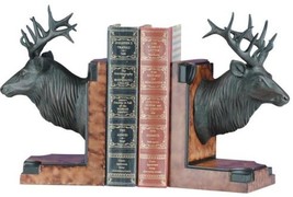 Bookends Bookend MOUNTAIN Lodge Majestic Elk Head Ebony Chocolate Brown ... - £234.30 GBP