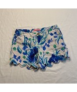 Lilly Pulitzer Buttercup Shorts White Blue Floral Womens 4 Scalloped Hem 5” - £21.30 GBP