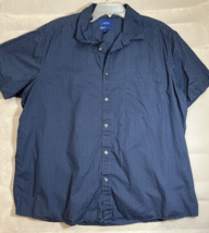 Men's Apt. 9 Premier Flex short sleeve button front XXL blue print pocket - $14.54