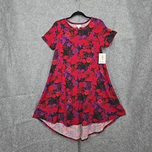 LuLaRoe Womens Dress Extra Small Carly Floral Red Roses High Low Swing Midi - $16.35