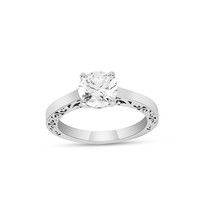 Gift 925 Silver 1.5Ct Round CZ Solitaire Vintage Style Engagement Ring (Size 7) - £38.71 GBP