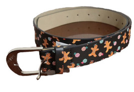 BETSEY JOHNSON Women&#39;s Medium Gingerbread Man Belt Peppermint Candy Blac... - £11.66 GBP