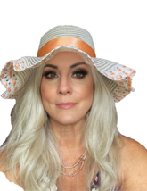 VTG 1970s Boho Hippie Beige Peach Wide Brim Floppy Sun Hat Long Ribbon O... - $611.85 MXN