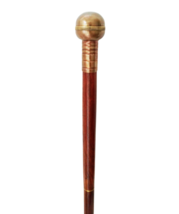Wooden Walking Stick Cane with Antique Brass Compass with lid Handle - £45.62 GBP