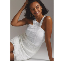 New Anthropologie Maeve Eyelet Halter Mini Dress $270 SIZE 2 White - $108.00