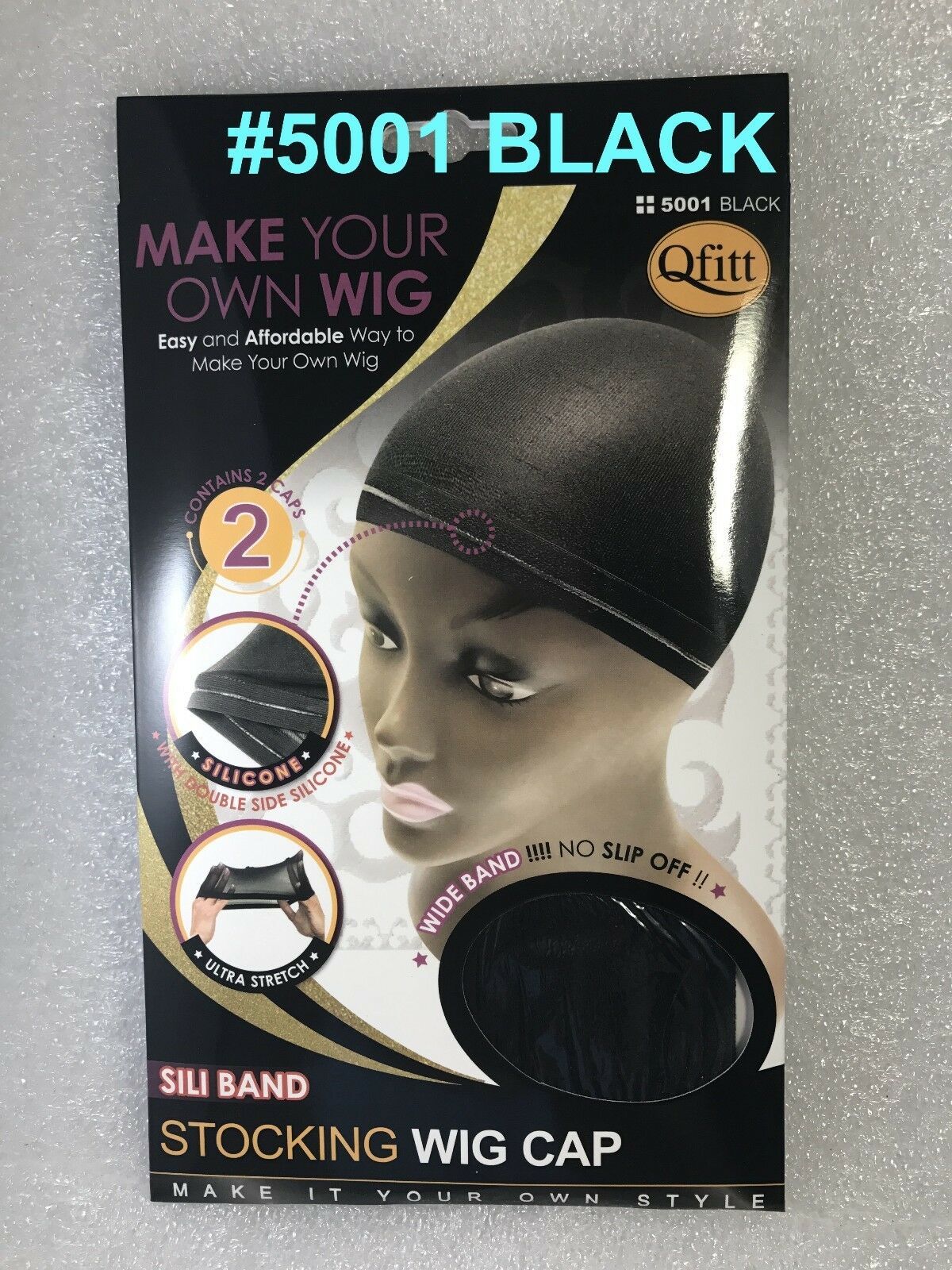 QFITT MAKE YOUR OWN WIG SILI BAND STOCKING WIG CAP # 5001 BLACK - $1.99