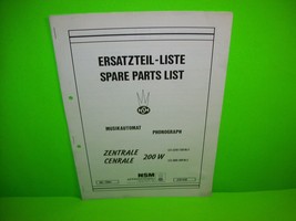 NSM CENRALE 200 W Original Jukebox Phonograph Music Spare Parts List Paperwork - $14.85