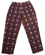 Vintage Brocade Ankle Pants Purple Gold Medallion Womens Crop Tapered Le... - £34.67 GBP