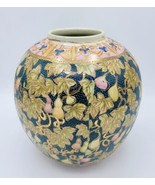 Vintage Hand Painted Chinese Gilded Moriage Style 9&quot; x 8&quot; Vase w/ Pears ... - £39.44 GBP
